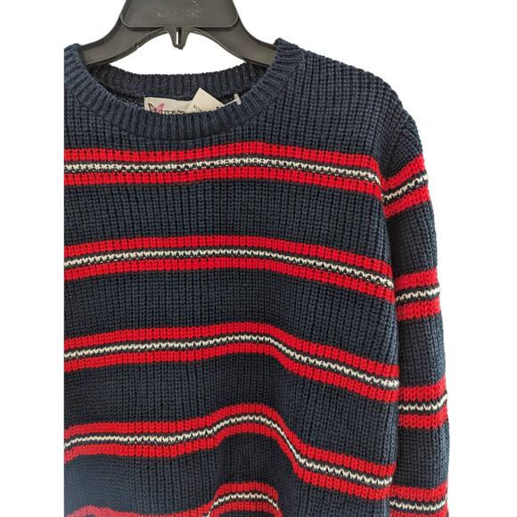 Cotton Emporium Knit Sweater Red Blue Striped Girls Size Small - Picture 5 of 6